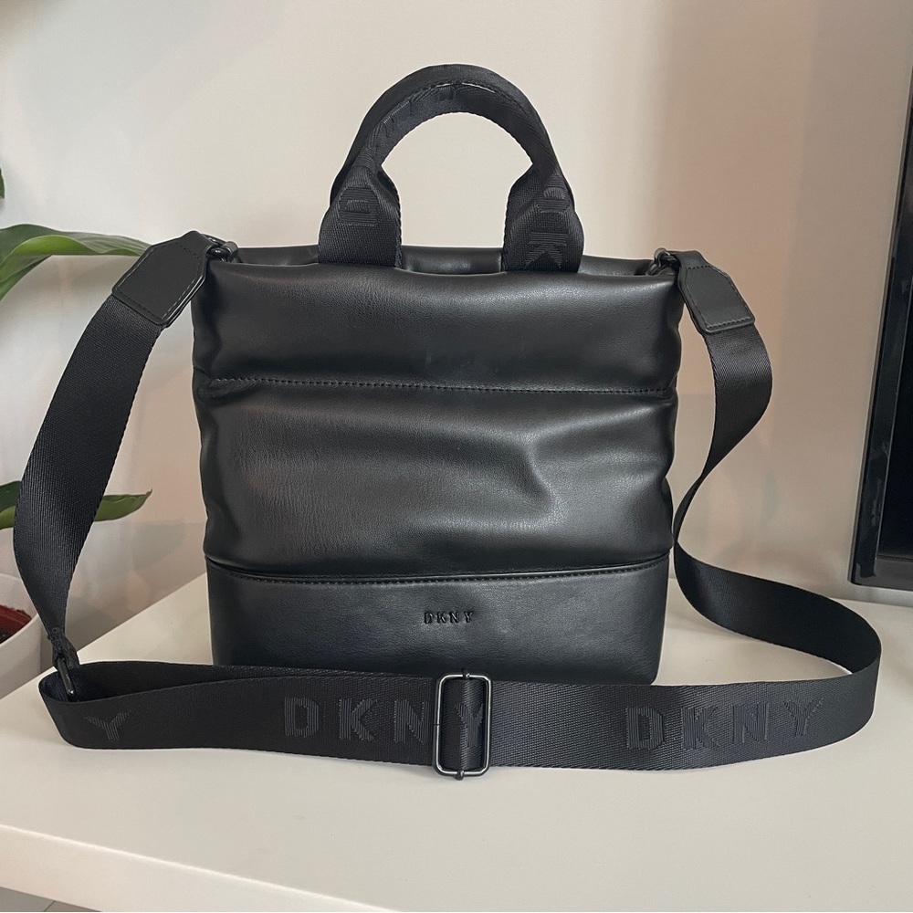 NWOT DKNY | Black Puff Body Logo Black Logo Handbag Purse Crossbody